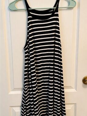 Old Navy Black and White Striped Midi Dress
